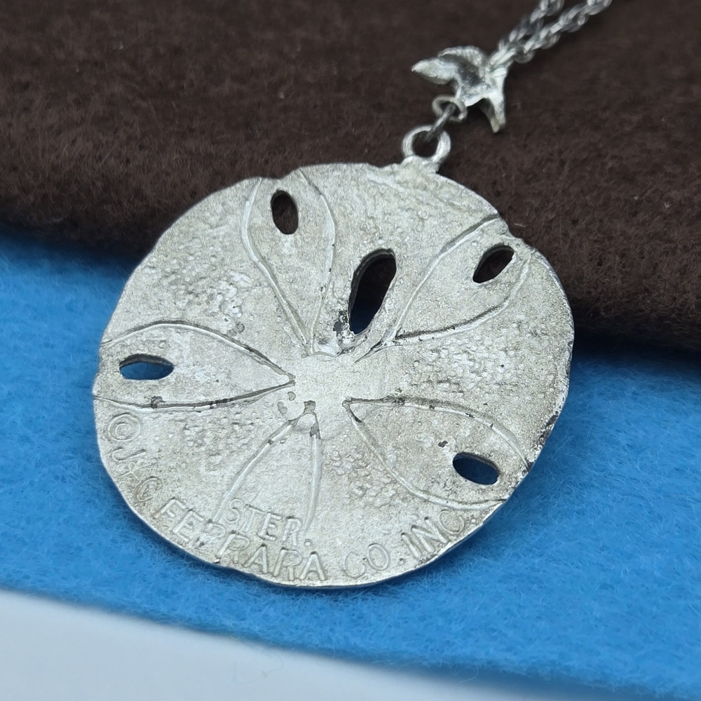 JC Ferrera Sterling Silver Sand Dollar Pendant Dove Chain Necklace Vintage - Picture 5 of 6